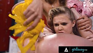 OMG, Girlsway’s Petite Coco Lovelock Gets Her Pussy Wrecked by Eliza Ibarra’s Pom Poms! 😱