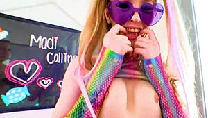 Madi Collins Petite Teen Blows Huge Cock POV, Swallows Load