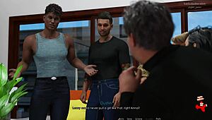 Anna in red dress teases with black stockings in game