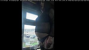 Bisexual Crossdresser Enjoys Public Outdoor Milking Session by Window