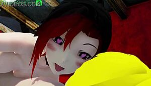 Ruby and Glinda Clash in Wild Hentai Scene. Animated RWBY Action Unfolds With Futanari Twist.