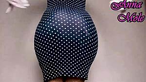 check out this pawg in tight dress and latex gloves riding a ribbed dildo upskirt