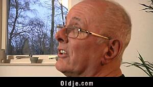 Old fart enjoys time with a cute young teenie