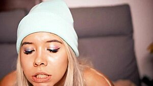 horny blonde teases sugar daddy on webcam