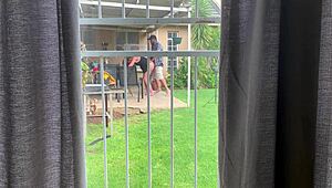 Caught Neighbours Fucking Outside In Backyard!