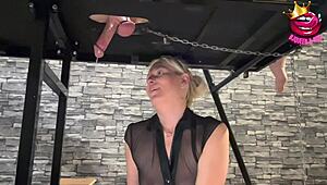 Femdom Dominates with Milking Table for Ruined Orgasm Cumpilation