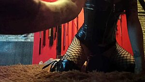 dominatrix nike binds slave tight, rides face with dildo play