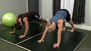Gay yoga session with big monster cocks