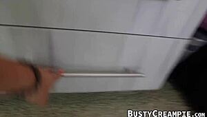 Beautiful lady with huge assets enjoys a vigorous session