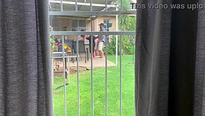Caught Neighbours Fucking Outside In Backyard!
