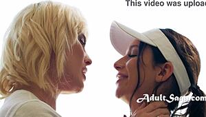 Ts blonde golf coach Lucy Hart fucks April Olsen bareback