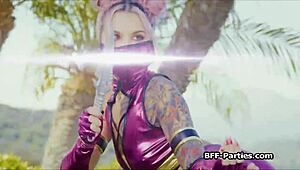 Kitana, Sonya, & Mileena SHARING DICK in Wild Cosplay Foursome Action!