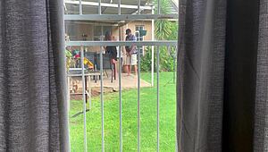 Caught Neighbours Fucking Outside In Backyard!