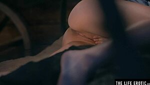 Beautiful brunette MILF with puffy nipples gets fucked by a mummy in this erotic video