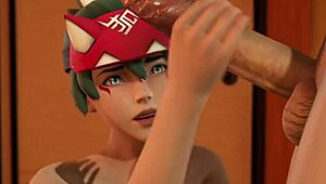 Overwatch xxx parody - kiriko got fucked hard in anime hentai