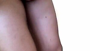 tranny in pantyhose shows amazing legs and hits intense orgasm