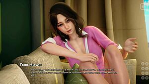Horny bra wearing beauty in 3D cartoon porn game