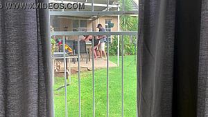 Caught Neighbours Fucking Outside In Backyard!