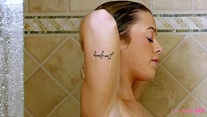 Young Blonde Enjoys Hot Shower