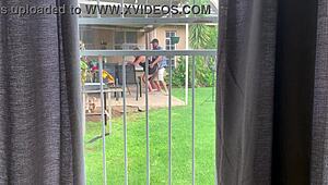 Caught Neighbours Fucking Outside In Backyard!