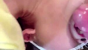 Cute short girl in Sanrio gets upside down blowjob 😋💦