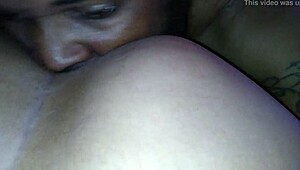 Rocky Tajauta passionately licks and rims the fat, sexy big ass of a Latina woman in detailed close-up.