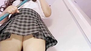 Latina teen gets sneaky anal after school with her best friend filling her with cum.