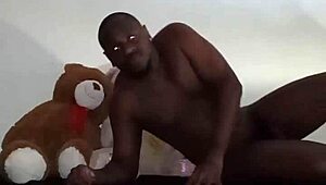 Enjoying Threesome With Furry Toy Bears