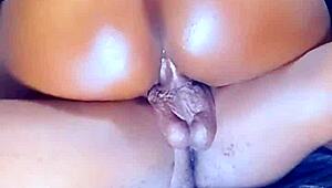 A brunette with big ass gives bbc a sensual ride, squirting during foreplay