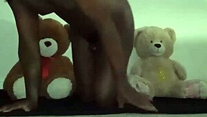 Furry threesome with brown and white toy bears