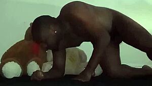 Furry threesome with brown and white toy bears