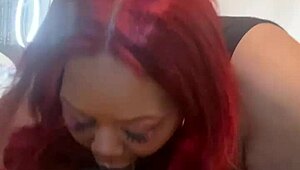 Big Tit Redhead Sucks Big Black Cocks