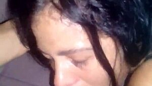 this cute young girl was sucking his cock until he came all over her face