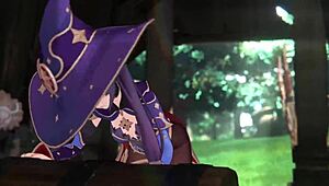 Genshin Impact Mona teases with wet anal play