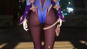Genshin Impact Mona teases with wet anal play