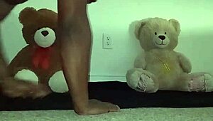 Furry threesome with brown and white toy bears