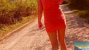 Shaved european wife walking sexy on street