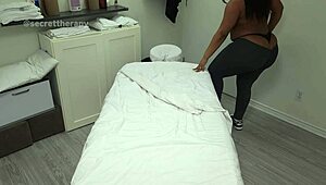 A plump black student enjoys a special massage session