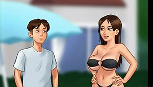 Summertime Saga Stepbro and Stepsis Risky Public Pool Fuck. Clothes Ripped in Rough Teasing!
