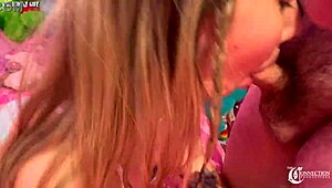 Mia Kay teases with sloppy bedroom blowjob