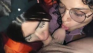 Trio in public with cousin and neighbor in rough doggystyle vacation