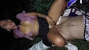 Trio in public with cousin and neighbor in rough doggystyle vacation