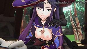Genshin Impact Mona teases with wet anal play