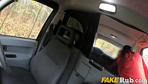 Horny female taxi driver slams into intense anal with a hot passenger.