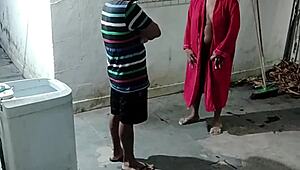 Neighbor Sees Naked Sweeping And Makes Gay Mommy Suck