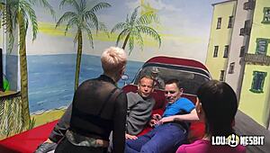 bisexuell femdom foursome gets wild with lou nesbit and lia louise.