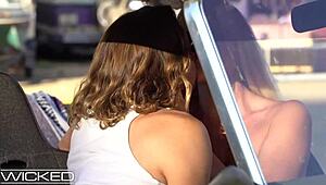 Badass driver cowgirl Emma Hix fucked hard outdoors in car