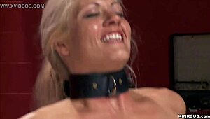 Look at this busty blonde sub getting spanked and fucked with monster cock!