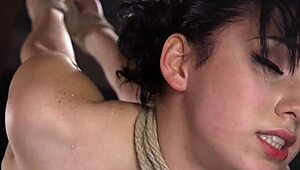 Skinny Brunette Slave Endures Intense Hogtied Punishment and Gagging