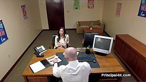 head teacher fucks milf's big tits and pussy at office